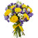 букет желтых роз и синих ирисов. Танзания